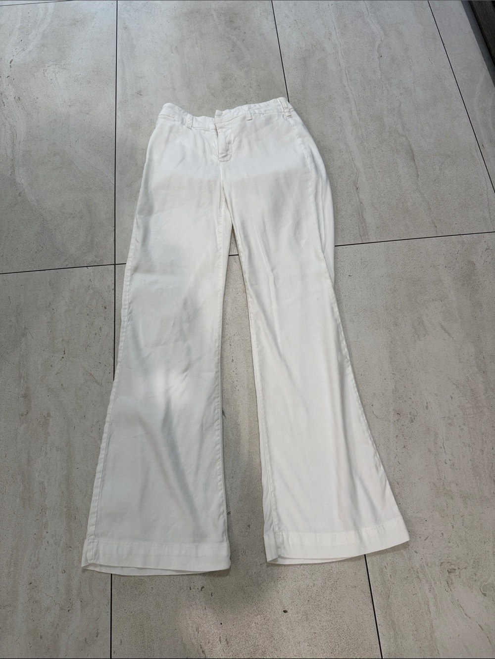 NYDJ White Wide-Leg Trousers linen size 6